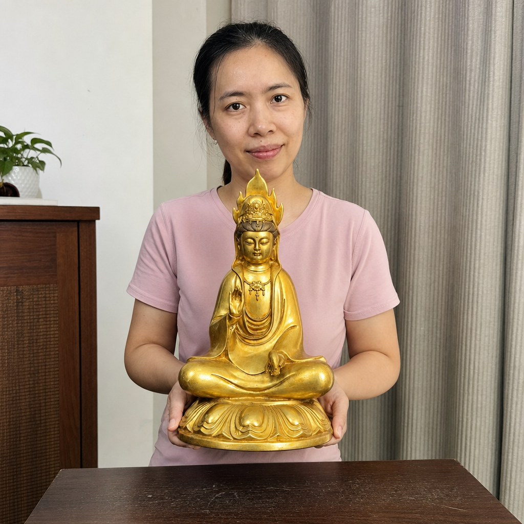 Flame Goddess of Mercy Guanyin Statue – Compassion & Protection 33 cm lifestyle image in a Malaysian Chinese home