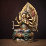 Doumu Yuanjun (斗母娘娘) Painted Copper Statue – Protection & Good Fortune · 39 cm - Image 2