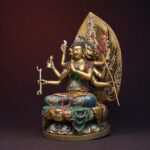 Doumu Yuanjun (斗母娘娘) Painted Copper Statue – Protection & Good Fortune · 39 cm - Image 3