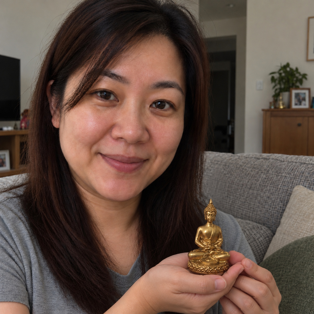 Thai Meditation Buddha 泰式禅修佛 statue in a home setting